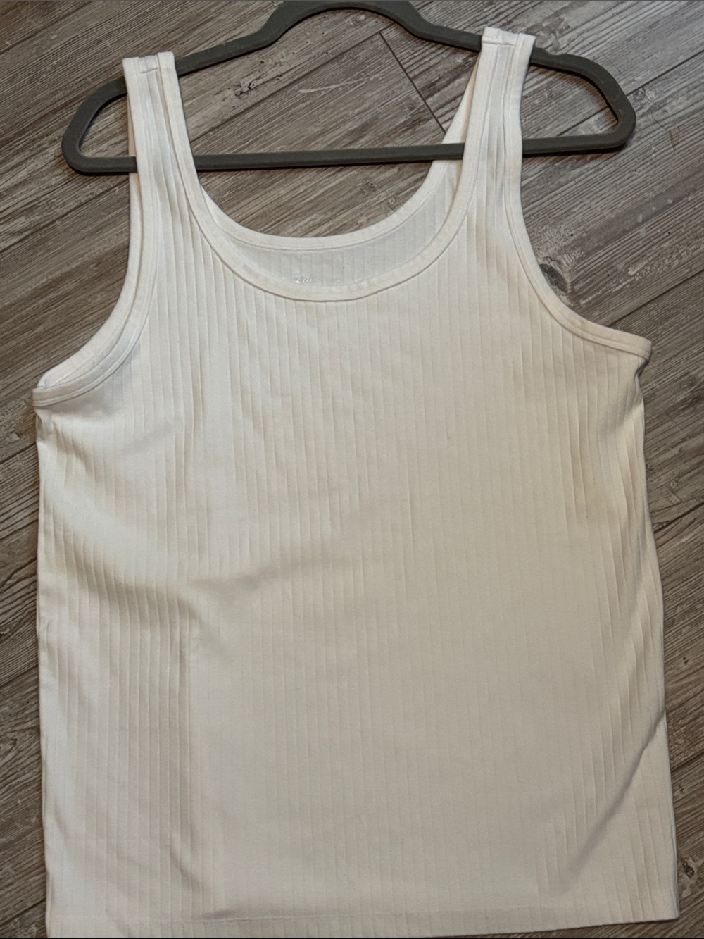 aerie White Ribbed Scoop Neck Tank Top